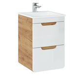 Wastafel Meubel 40 cm met Waskom Wit Eiken - Brigitte