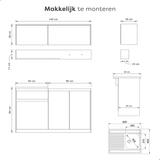 Kleine keuken 140 cm - Betonlook