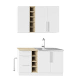 Kleine keuken 140 cm - Wit Eiken - Modern