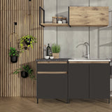Small Kitchen 140cm - Anthracite &amp; Oak