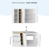 Kleine keuken 140 cm - Wit Eiken - Modern