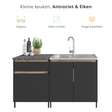 Small Kitchen 140cm - Anthracite &amp; Oak