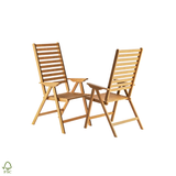 Inklapbare set van 2 Tuinstoelen Verstelbaar Hard Hout FSC keurmerk